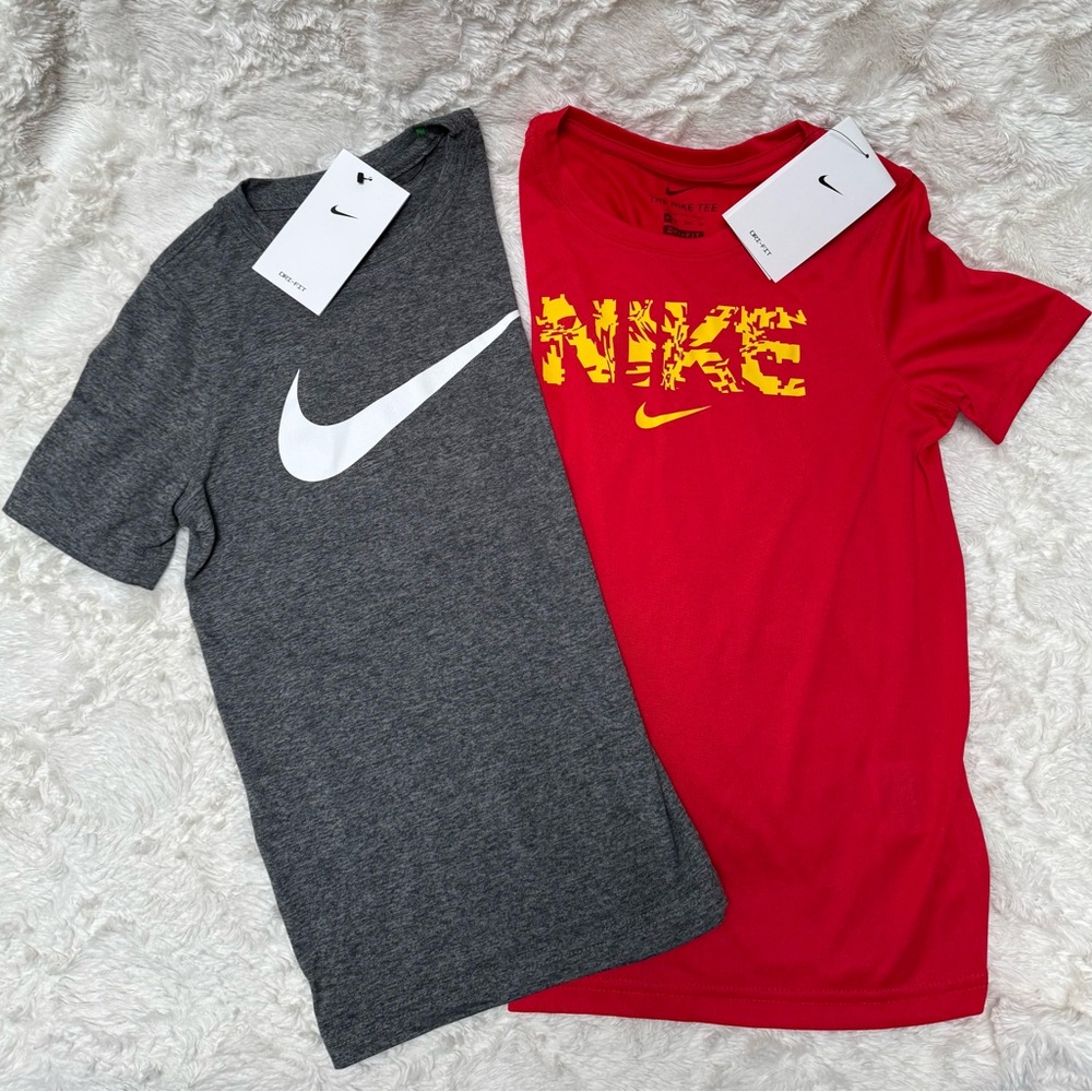 NWT - 2 Kids' Nike Dri-Fit T-Shirt - Red & Charcoal